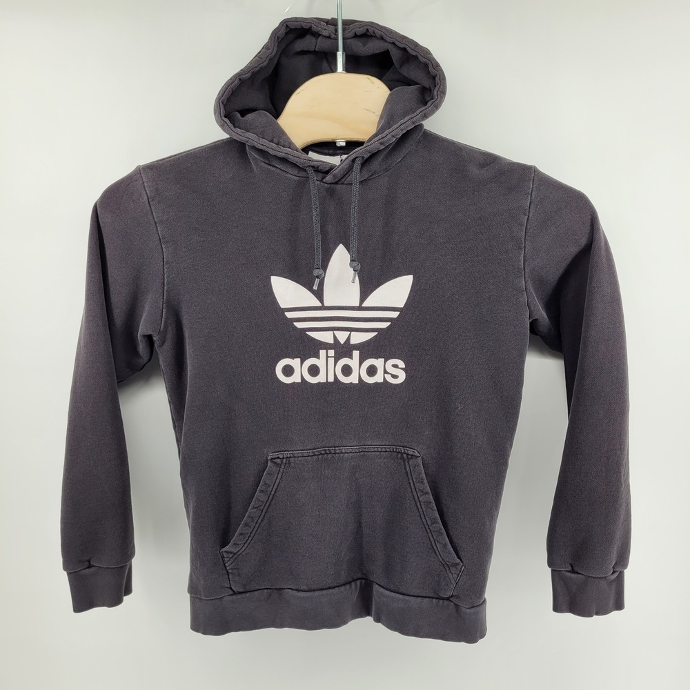 Adidas Originals Trefoil Hoodie Mens Medium Black DT7964 Pullover Sweatshirt